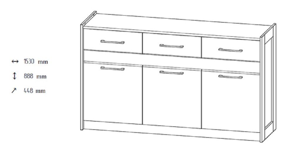 Feldmann-Wohnen Sideboard STENLY (Kommode), B/T/H: cm cm x 89 45 153 cm x
