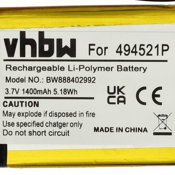 vhbw kompatibel mit Audioline Watch & Care V130, V131, V132, V120, V150 Akku Li-Polymer 1400 mAh (3,7 V)
