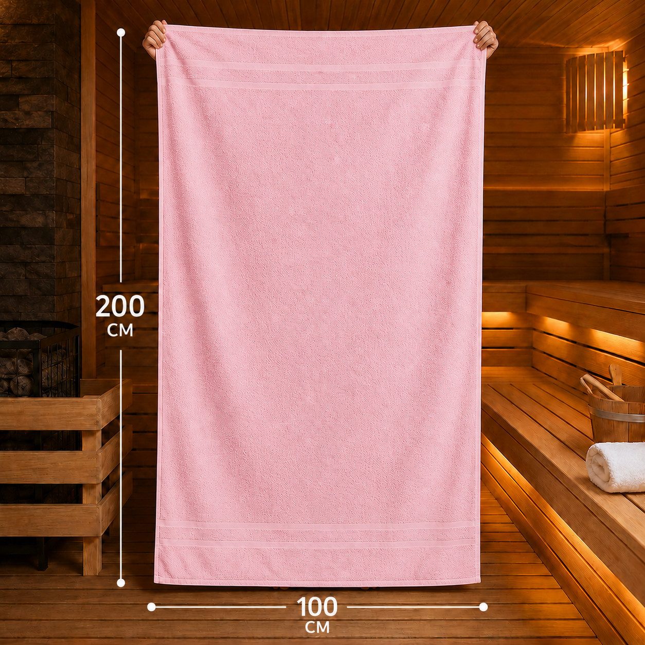 Komfortec Saunatuch 100x200 Extra Große XXL Premium Saunatuch, Unifarben (1-St), extra Große XXL, Schnelltrocknend, Frottee, Weich, Baumwolle – Bild 4 von 5