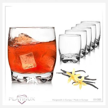 PLATINUX Glas Trinkgläser, Glas, 250ml geformter Boden Wassergläser Saftgläser Whiskeygläser