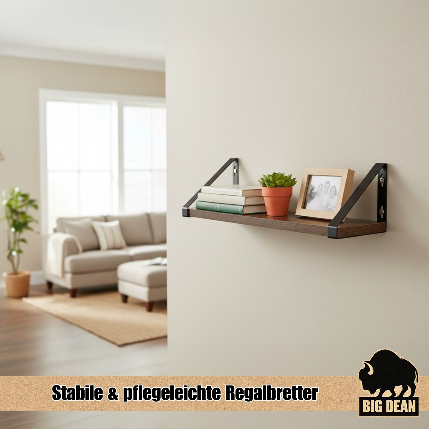 BigDean Wandregal 3er Set Wandregal Wall Shelf 2 Montagemöglichkeiten 30/35/40 cm, Set 1-tlg., Vintage Look, 2 Montage Möglichkeiten