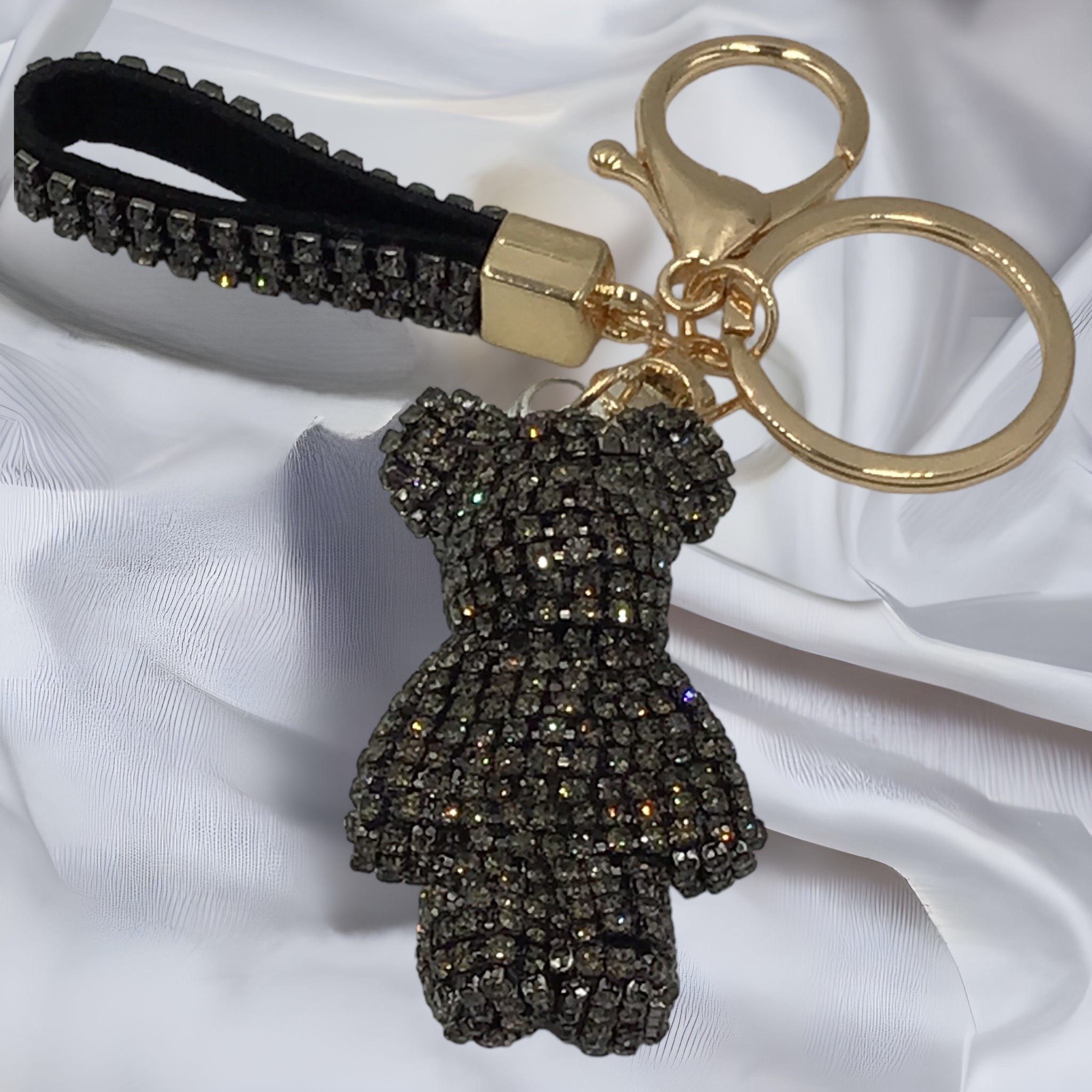 Schlüsselanhänger Edler Strass Teddybär Cartoon Schlüsselanhänger mit Lederband