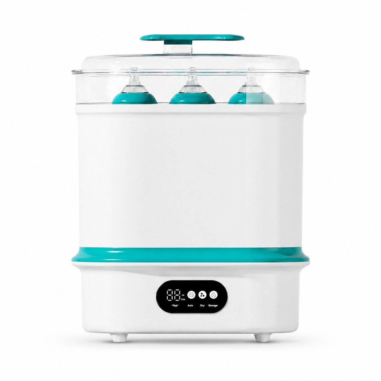 Tekoo Dampfsterilisator Vaporisator mit Trocknungsfunktion 4-in-1 für 6 Babyflaschen, 4-teiliges Set, 4-in-1 Funktion: Sterilisieren, Trocknen, Erwärmen & Aufbewahren