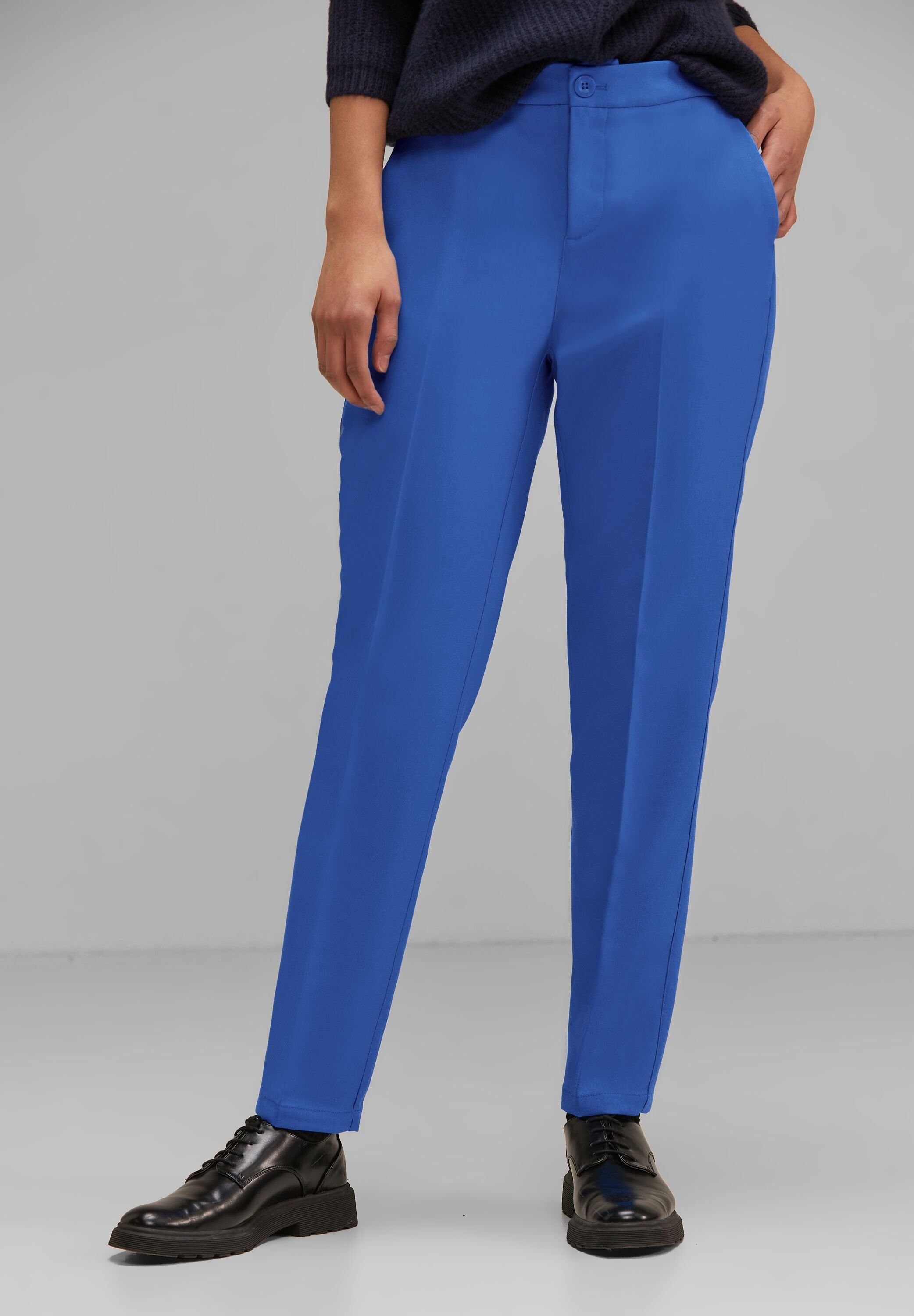Pants Stoffhose Solid gentle STREET Fit ONE intense fresh blue Loose im Twill