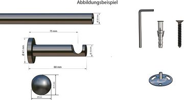Gardinenstange Colombes, indeko, Ø 20 mm, 1-läufig, Wunschmaßlänge, verschraubt, Komplett-Set inkl. Montagematerial