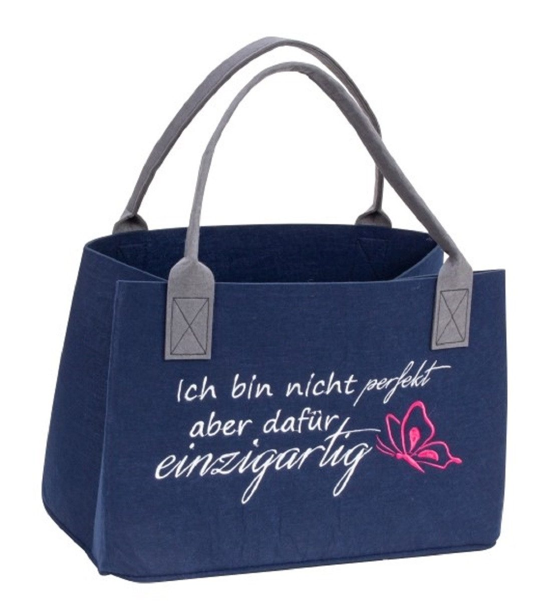 Shopper 2716 Filz Tasche Shopper mit Spruch "Ich bin nicht perfekt, aber dafür