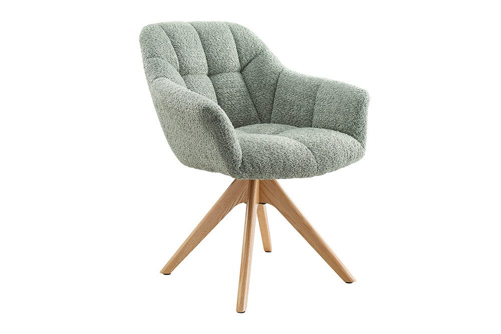 riess-ambiente Polsterstuhl PAPILLON salbei / natur - Bouclé, Eichenholz, m günstig online kaufen