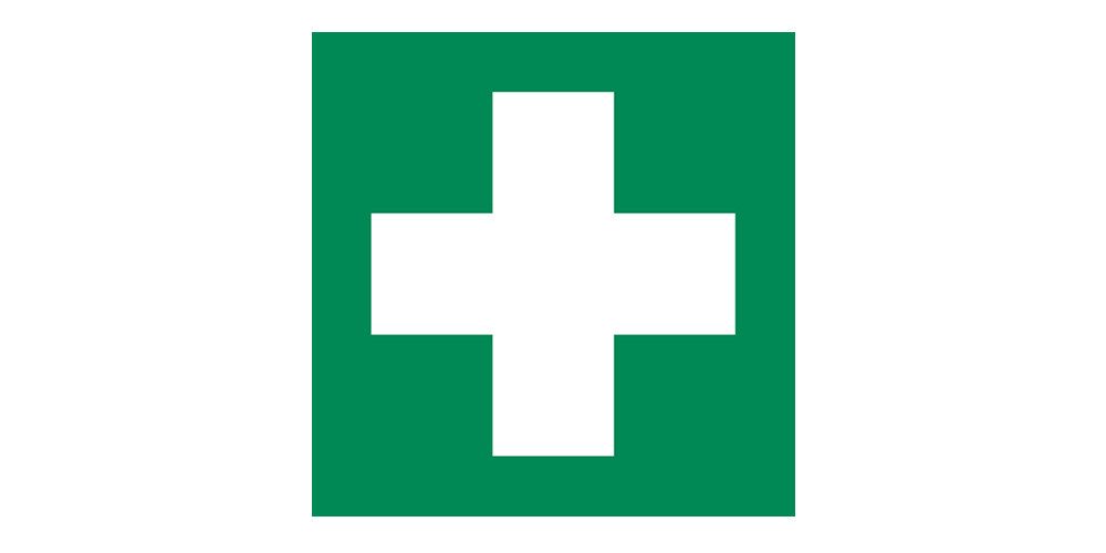 WM-Teamsport Erste-Hilfe-Koffer 2x Aufkleber Rettungszeichen Grün mit weißem Kreuz (10,5 x 10,5cm)