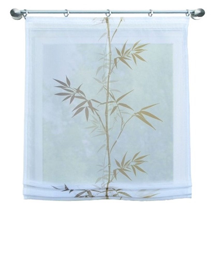 HOME WOHNIDEEN Raffrollo Digital bedrucktes Raffrollo Agira natur, Flexoschiene, bedruckt