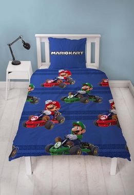 Bettwäsche Mariokart Mikrofaser Bettwäsche Set, Super Mario, Mikrofaser, 2 teilig, Bettdeckenbezug 135-140x200cm Kissenbezug 60x70 cm