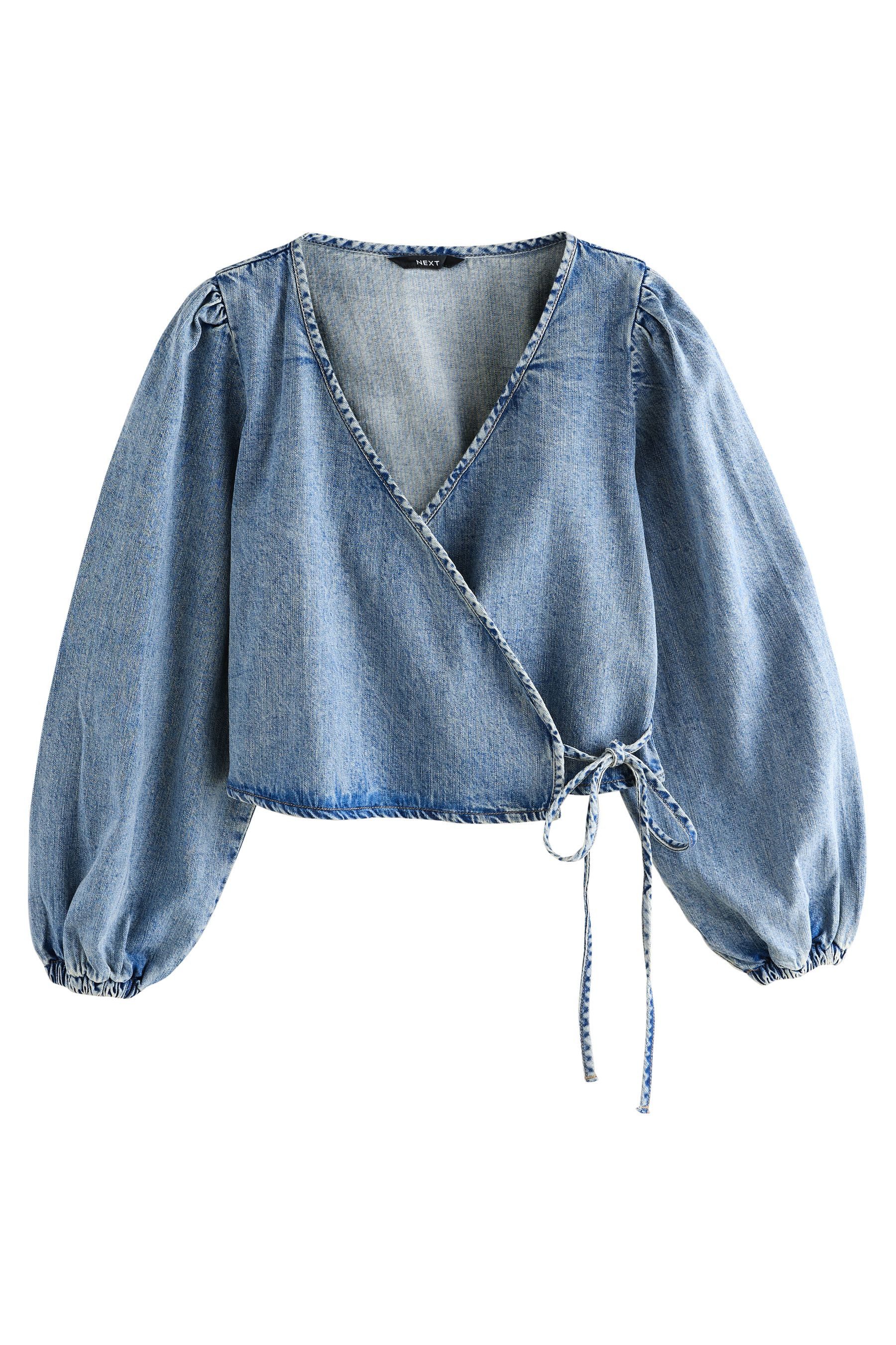 Next Jeanshemd Wickelbluse aus Jeansstoff (1-tlg) günstig online kaufen