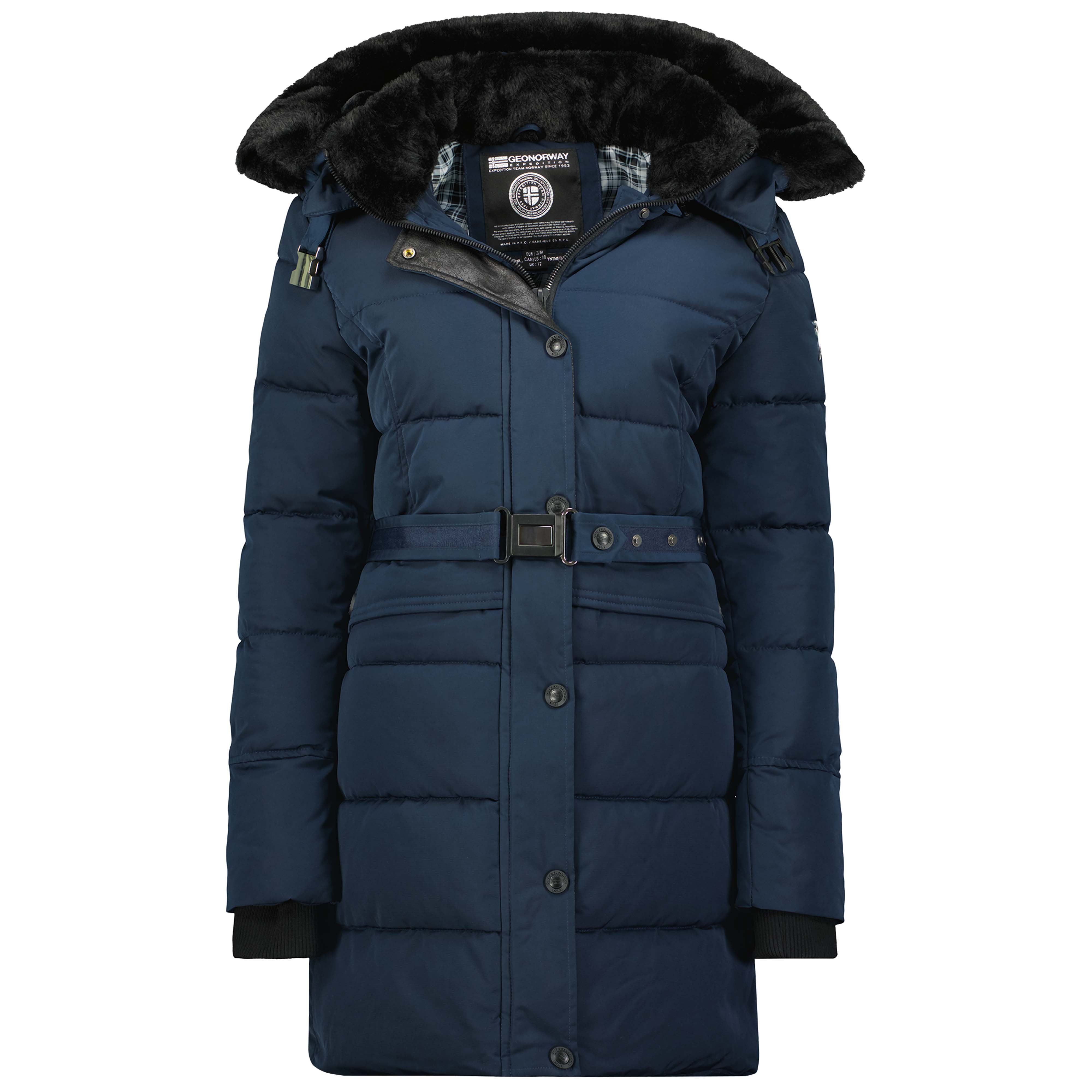 Geographical Norway Winterjacke Damen Outdoor Jacke in Unifarbe, abnehmbarer Kapuze, mit Stehkragen