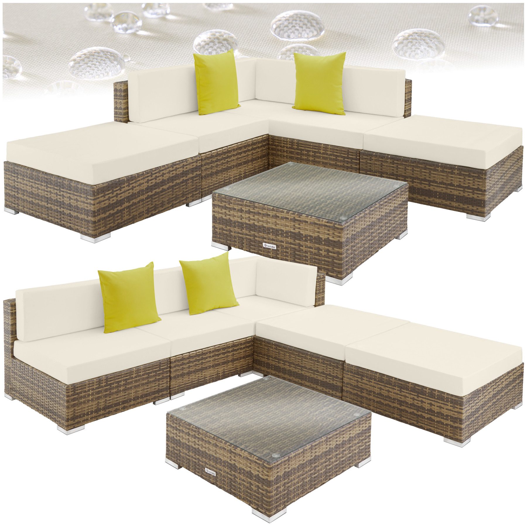 tectake Loungeset Rattan Lounge, (Set., 6-tlg), günstig online kaufen