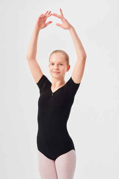 tanzmuster Body Ballettbody Lisa mit Glitzersteinen Kurzarm Trikot fürs Kinder Ballett