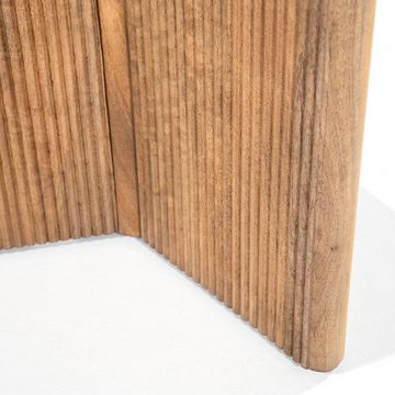 Maison ESTO Esstisch Lara Tischplatte aus Travertin Naturstein rund 130 cm Esszimmertisch