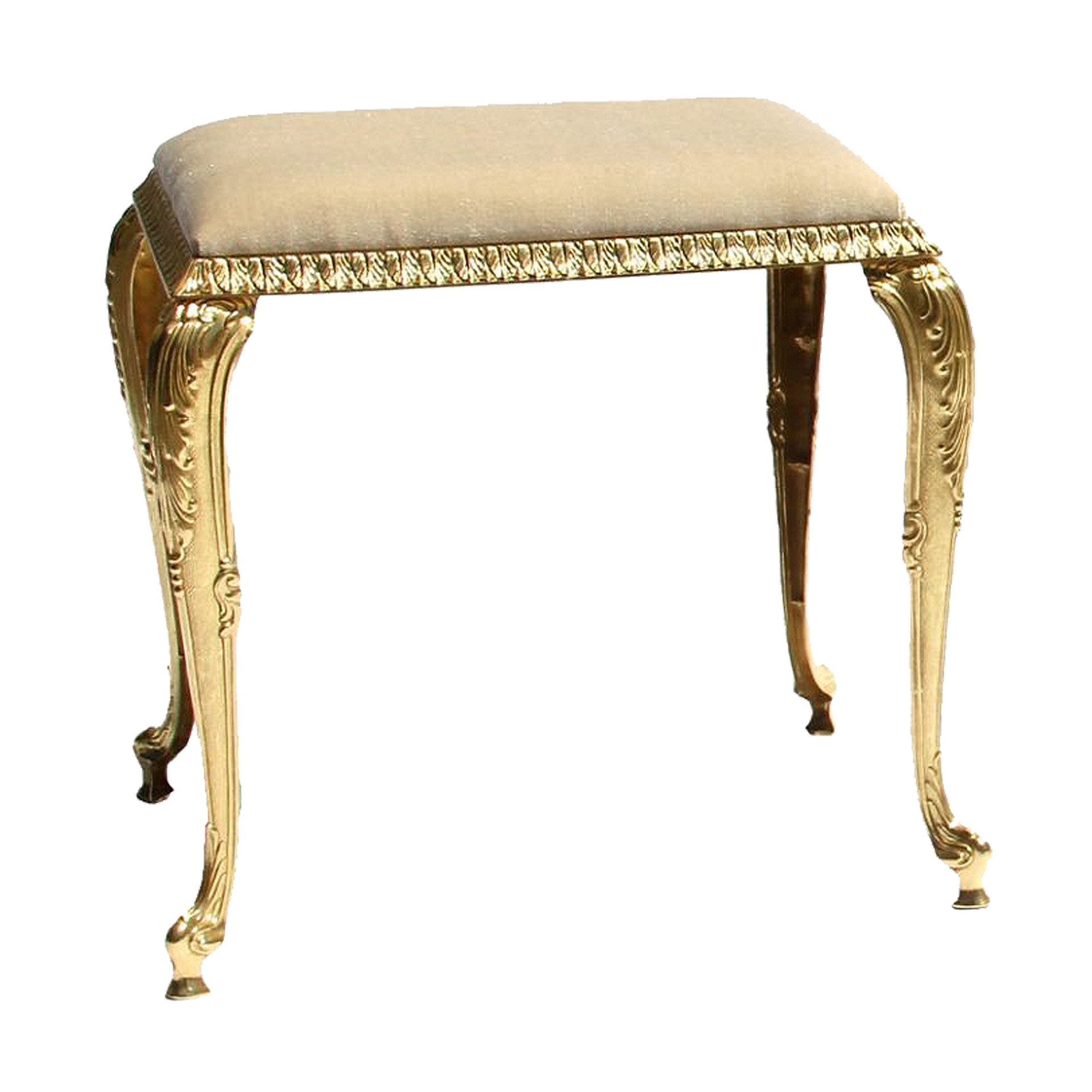 Belle Arti Sitzhocker Hocker Sitzbank Fußhocker Fußstütze Polsterhocker Barock Messing Gold (1 x Hocker mit Messingbeinen und Polsterung aus Samtstoff Velours), Schminktischhocker Schminktisch Ottoman Vintage Retro Samt gepolstert