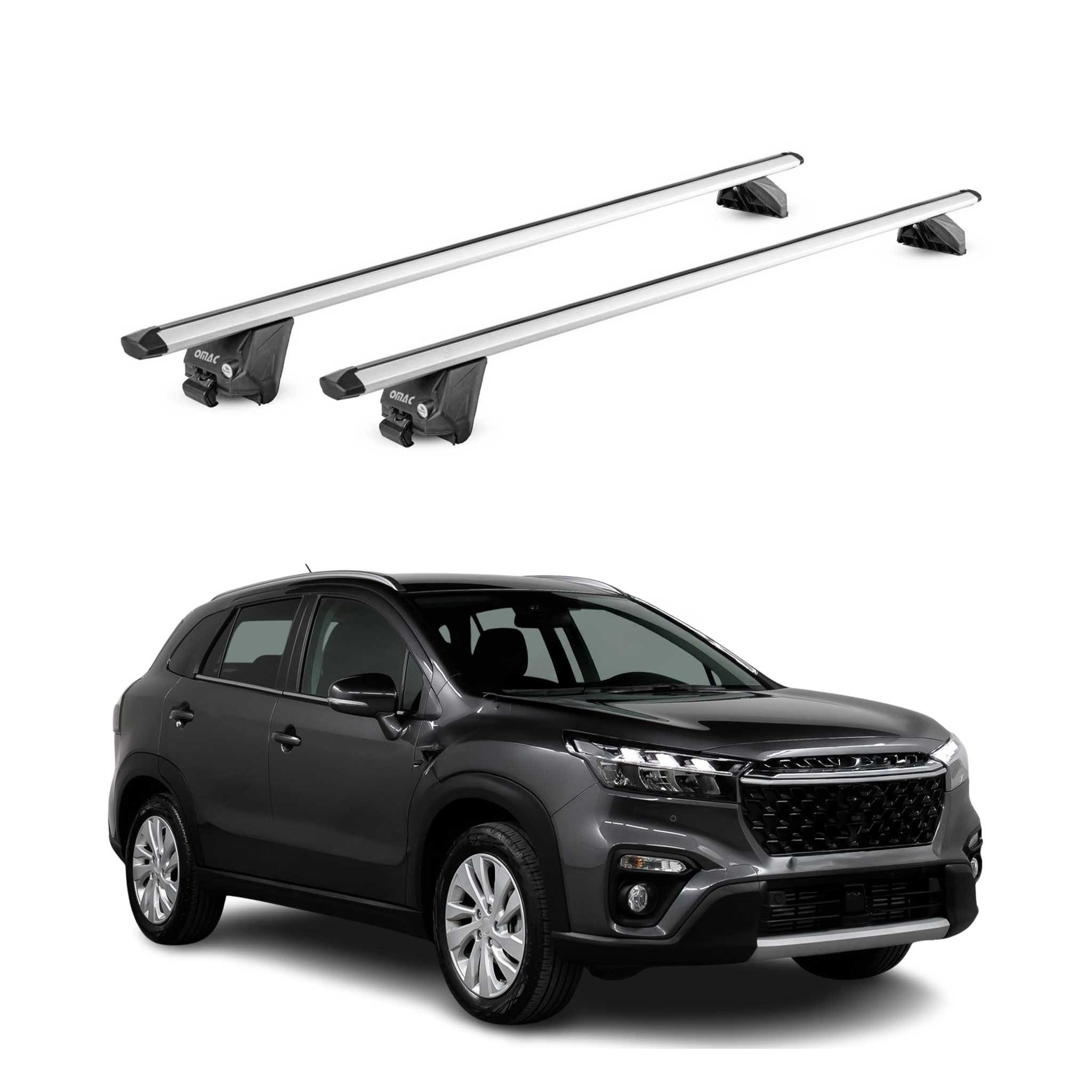 OMAC Dachträger Dachträger Grundtäger für Suzuki S-Cross 2022-2026 100kg Alu Silber (2-St), Wasserbeständig,Abnehmbar,Multifunktional,Leichtgewichtig