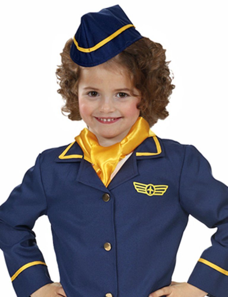 andrea-moden Kostüm Stewardess Kostüm für Mädchen 4-tlg. - Blau Gelb -  Pilotin Kinderkostüm