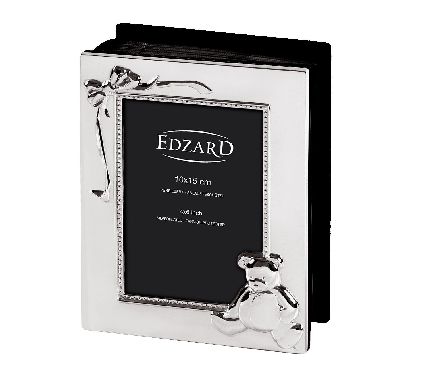 EDZARD Fotoalbum Teddybär, 10x15 cm, für 100 Fotos, edel versilbert, anlaufgeschützt