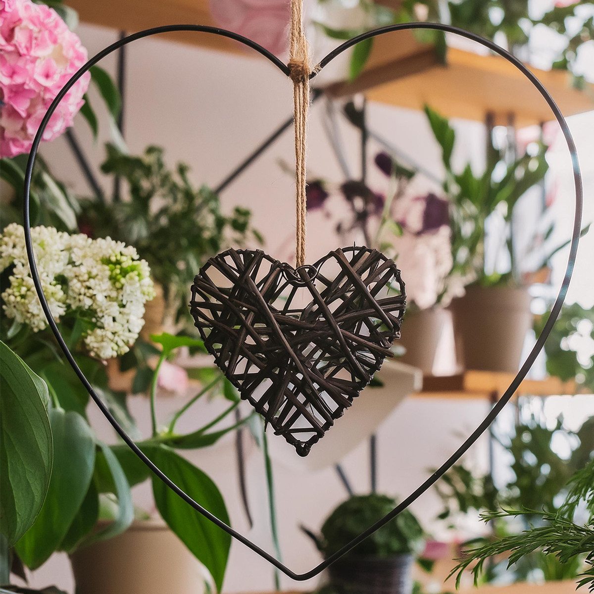 matches21 HOME & HOBBY Dekohänger Metall Draht-Herzen Ø 30 cm im 2er Set zum Basteln und Aufhängen (2 St), Metallringe in Herzform als Boho Herzdeko, Wanddeko oder Hochzeitsdeko