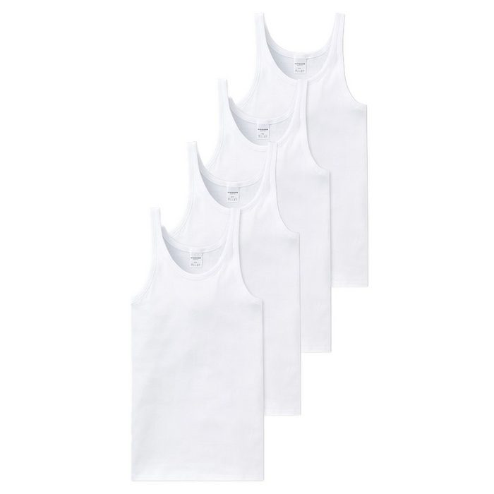 Schiesser Unterhemd 4er Pack Cotton Essentials Feinripp (Spar-Set 4-St) Unterhemd / Tanktop - Baumwolle -