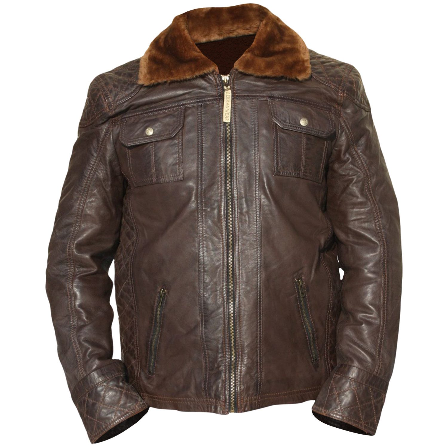 German Wear Lederjacke Trend 516J Lederjacke Jacke Lamm Nappa Leder dunkelbraun