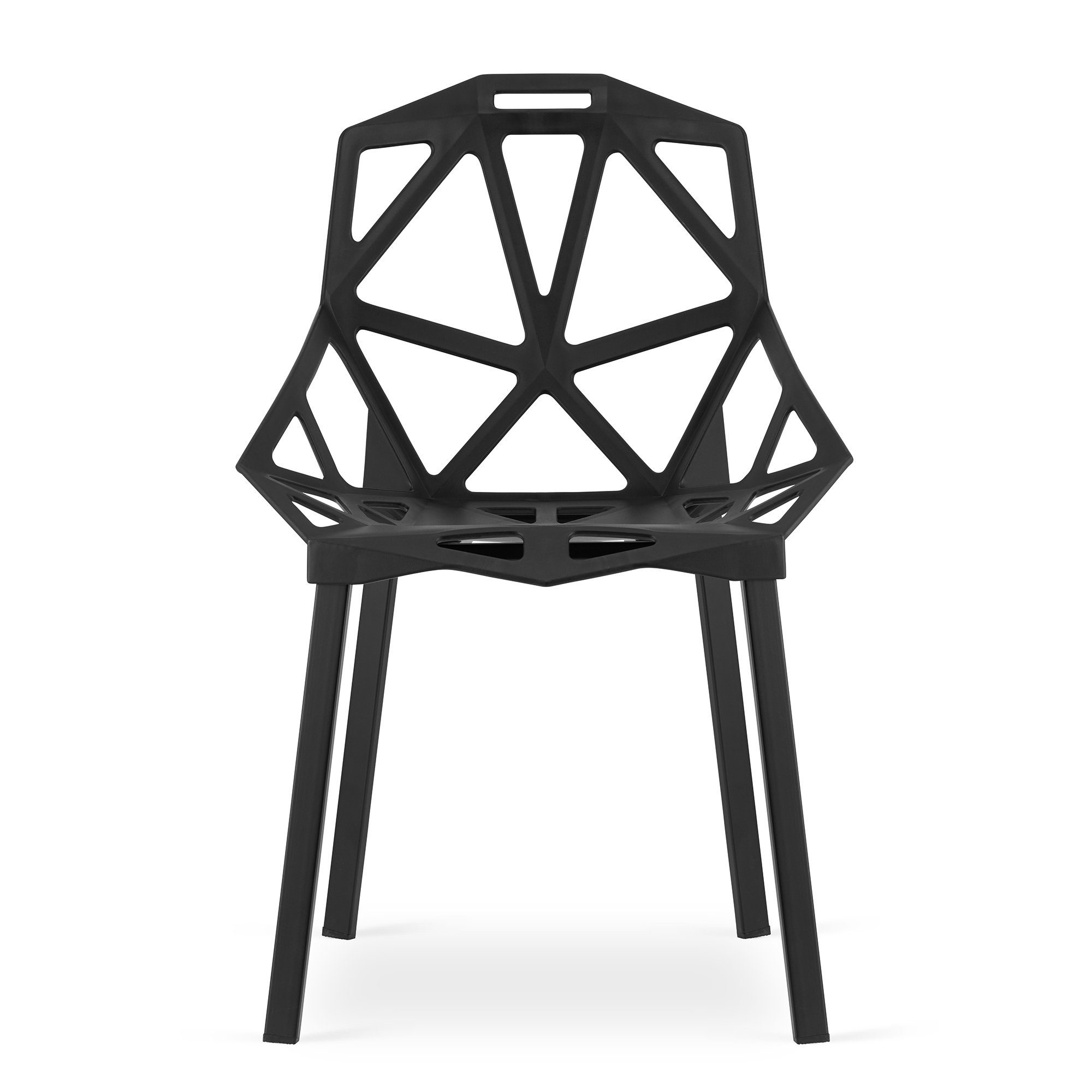 Home Collective Stuhl aus schwarz, Füße Gartenstuhl Set Schale Wohnzimmerstuhl, Esszimmerstuhl 4er 4x Metall Kunststoff, Esszimmerstuhl aus