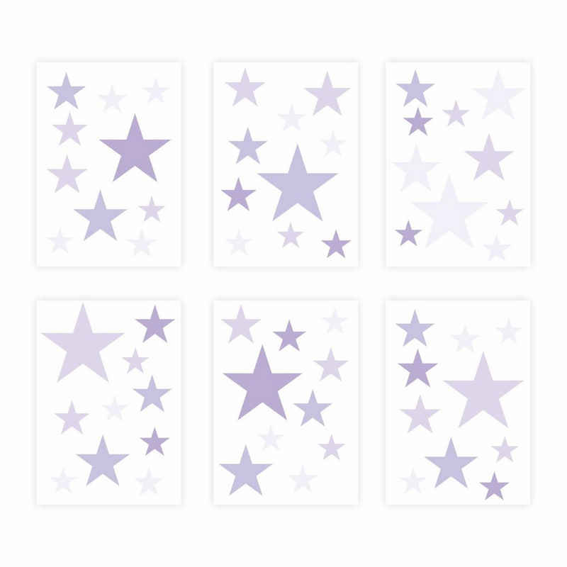 nikima Wandtattoo 129-4 Sterne-Set lila (PVC-Folie), 60 Stück