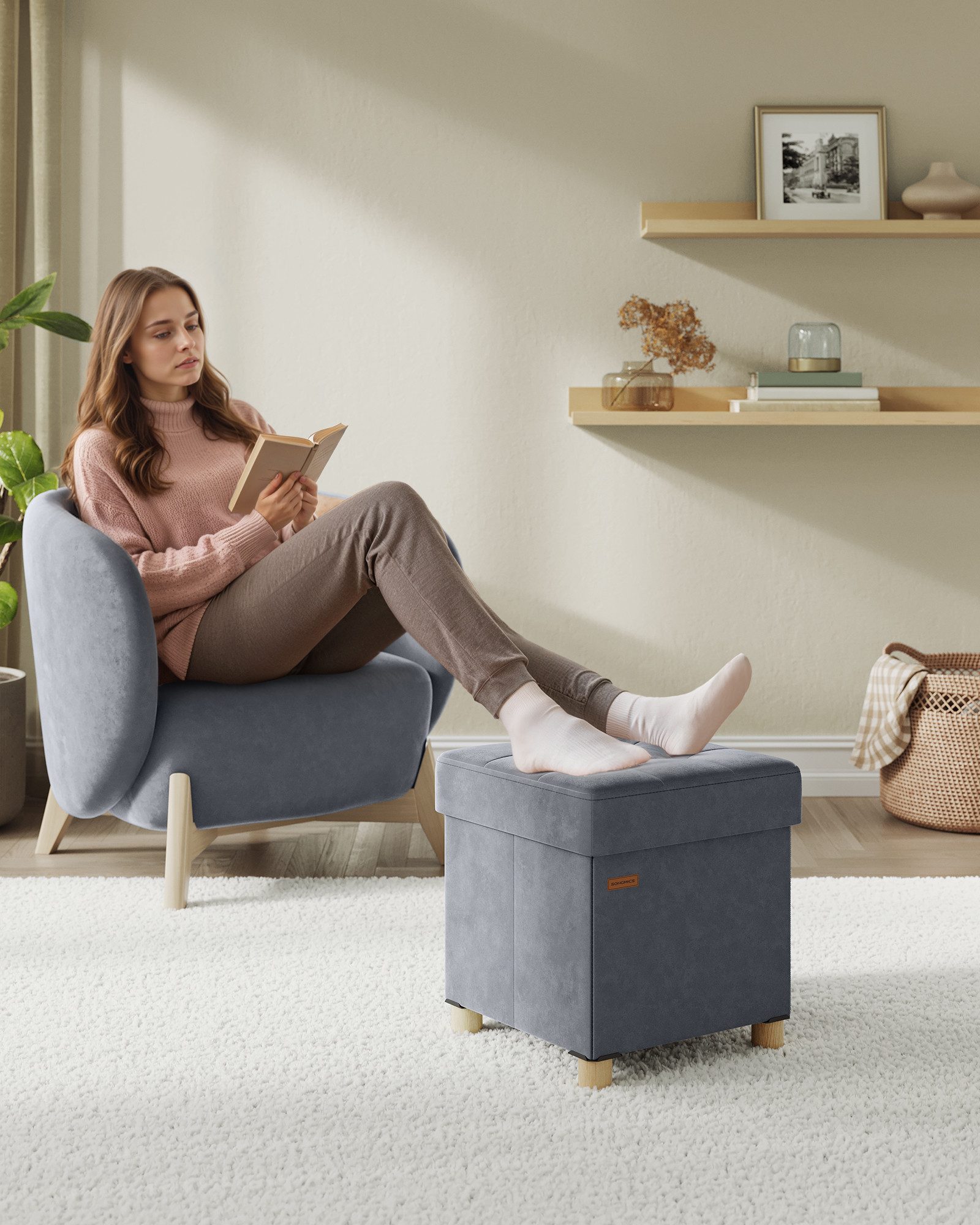 SONGMICS Sitzhocker, Sitzhocker, Aufbewahrungsbox faltbar, 38 günstig online kaufen