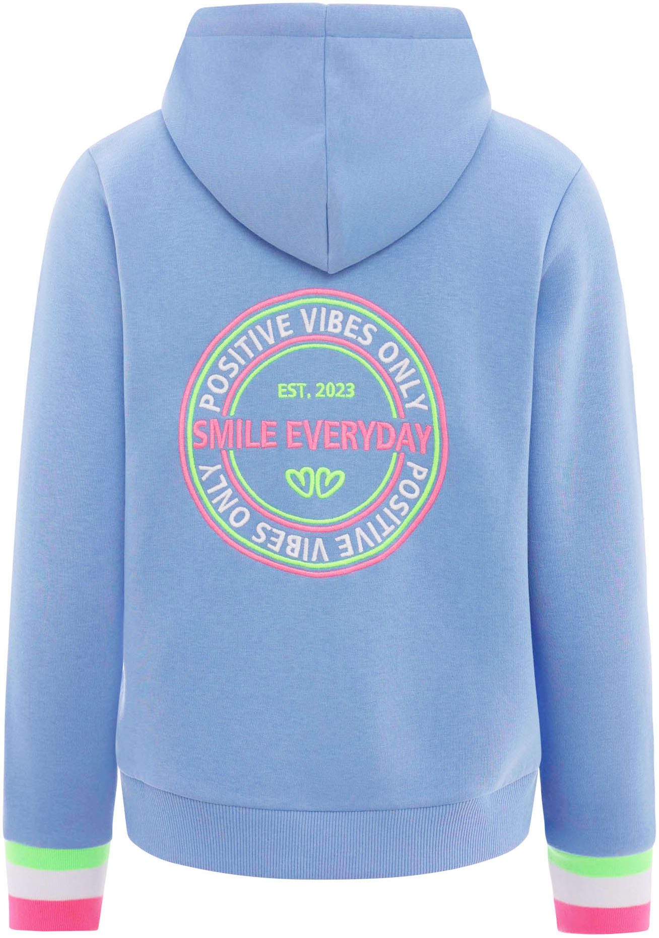 Zwillingsherz Kapuzensweatjacke "Smile Everyday ZH" Kapuze, Taschen, Langarm, Stickerei, Reißverschluss – Bild 4 von 5