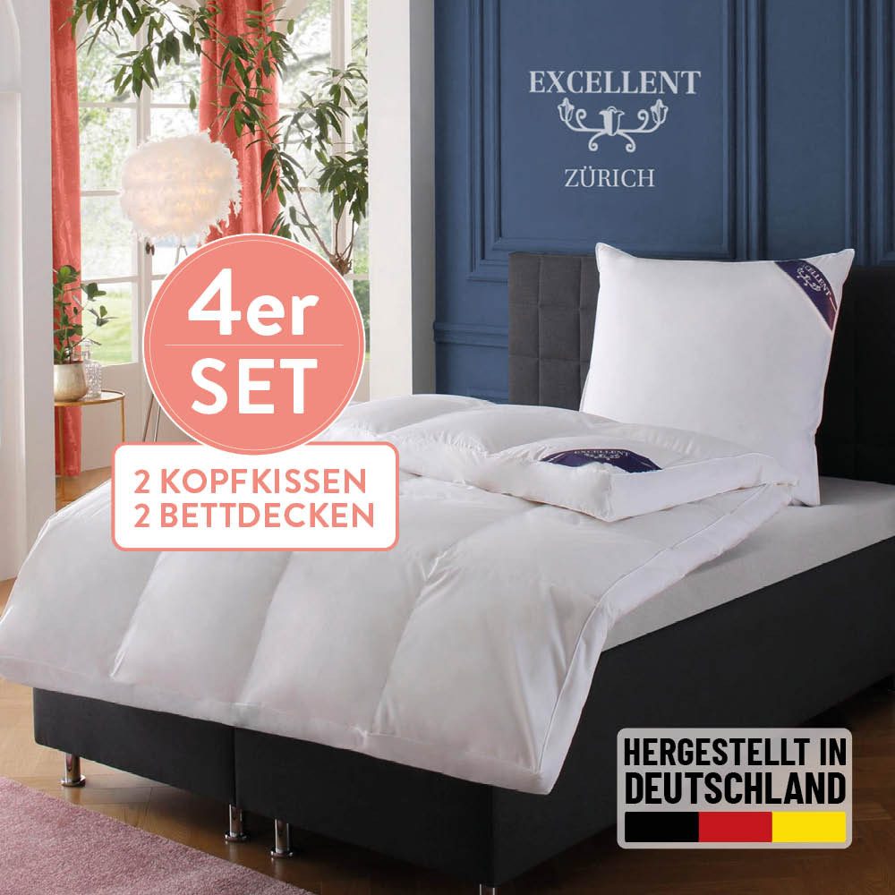Excellent Daunenbettdecke + Federkissen Bettdecken-Set Zürich, 4-tlg., Herb günstig online kaufen