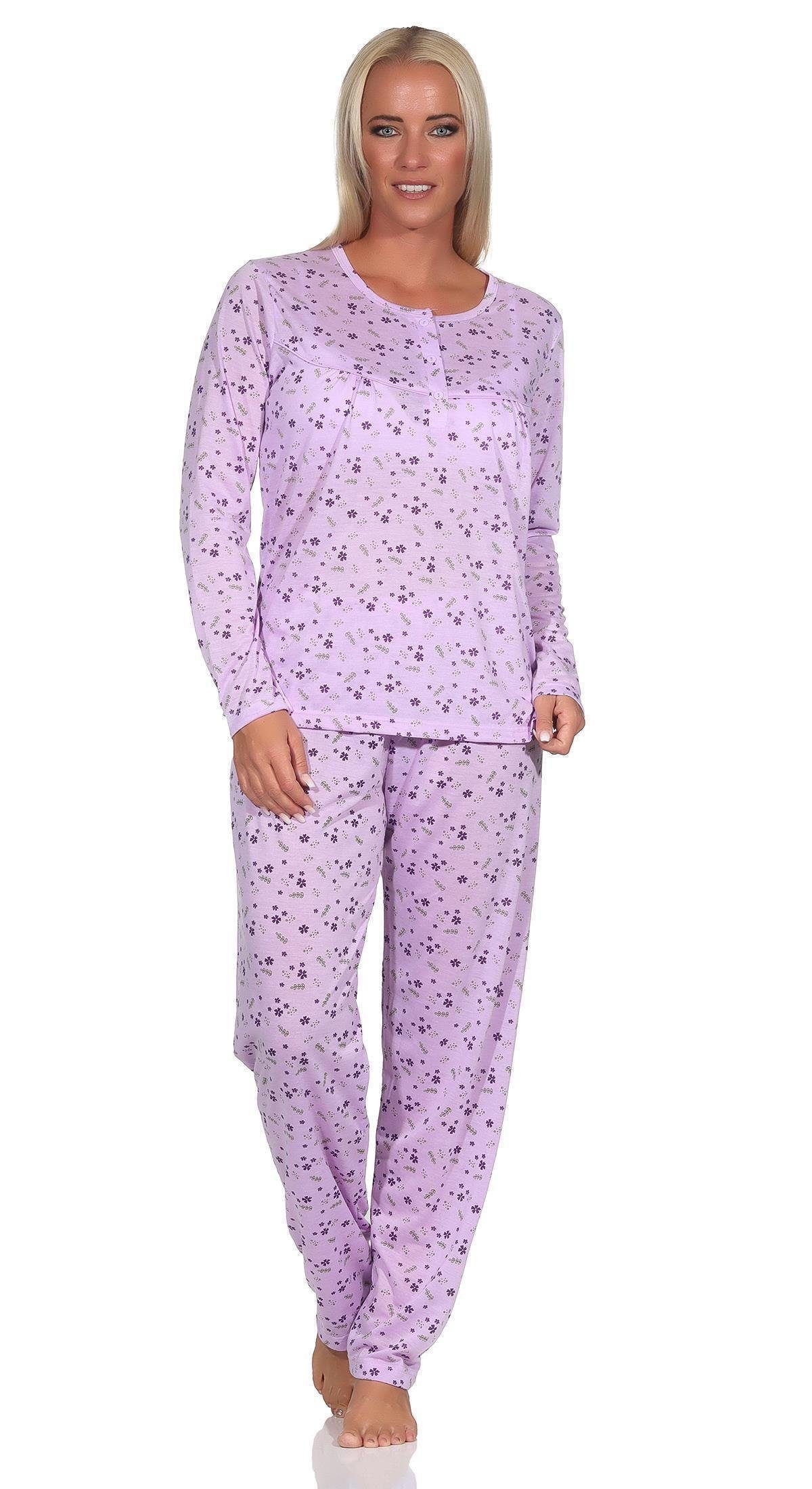 L EloModa 2XL XL Damen Pyjama Pyjama langarm (2 Flieder Schlafanzug; tlg) zweiteiliger M Gr.