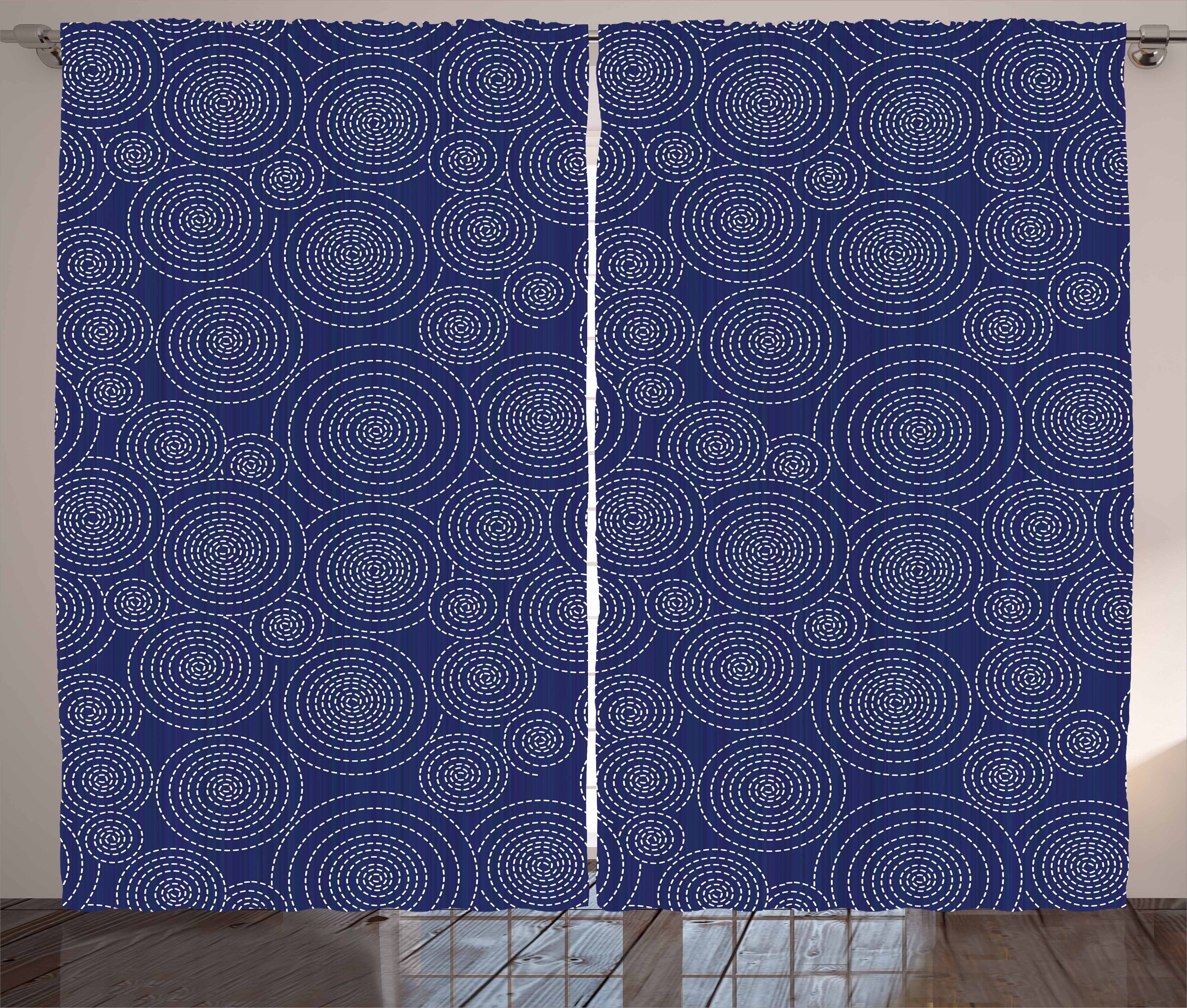 Gardine Schlafzimmer Kräuselband Vorhang mit Schlaufen und Haken, Abakuhaus, Geometrisch japanische Sashiko
