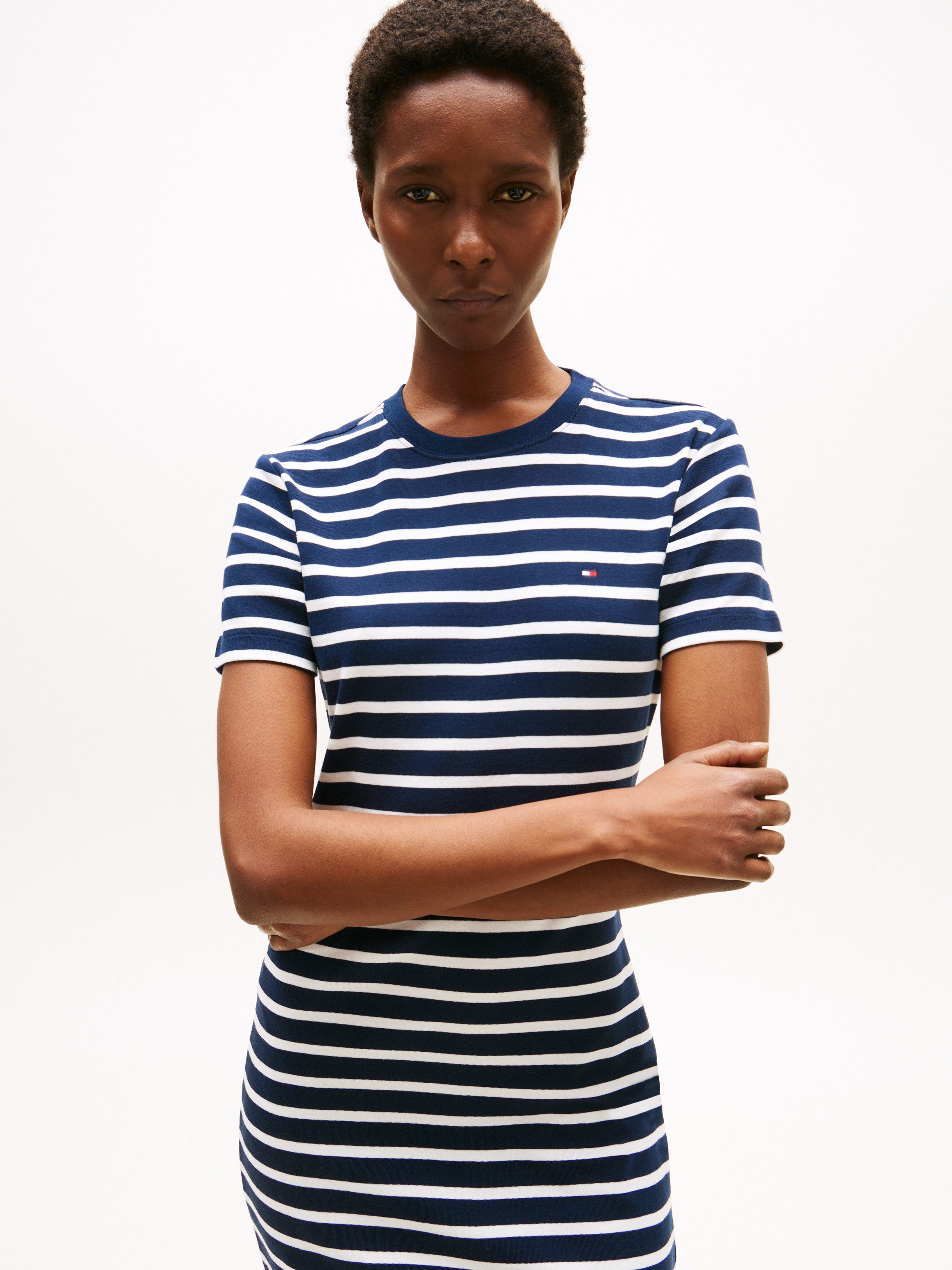 Tommy Hilfiger Shirtkleid NEW CODY STR SLIM SHORT DRS SS mit allover Streif günstig online kaufen