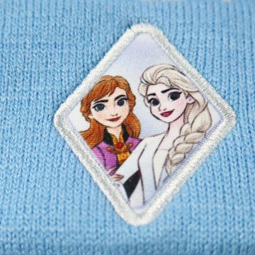 Disney Bommelmütze Die Eiskönigin Elsa Anna Kinder Wintermütze plus Handschuhe Gr. 52 oder 54