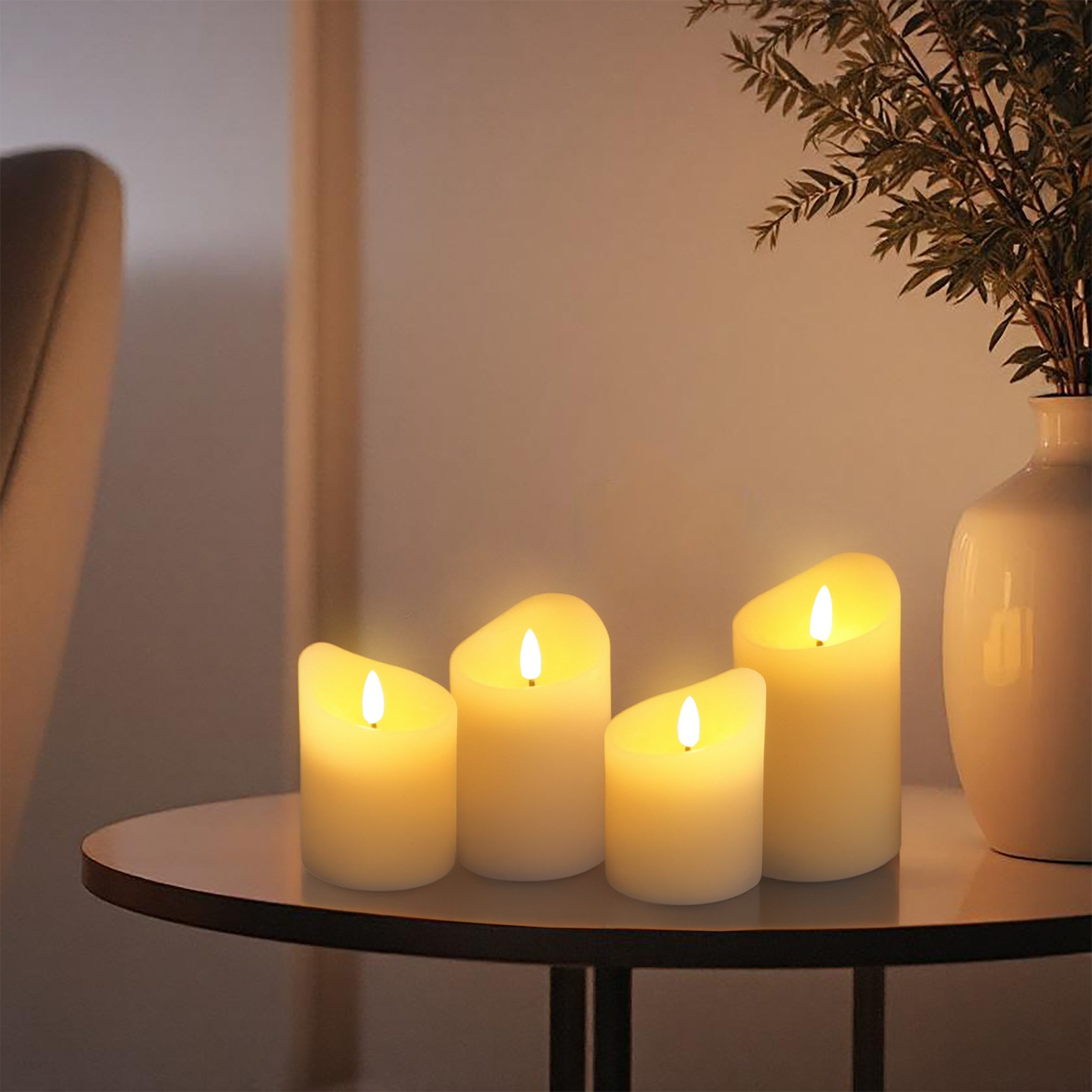 Spetebo LED-Kerze Advent creme 4er Set mit Timer und Flammeneffekt - 9 / 10 günstig online kaufen