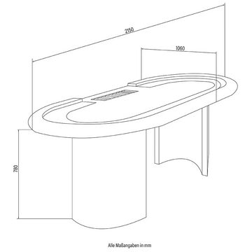HOME DELUXE Spieltisch Pokerset / Pokertisch CASINO 215 x 106 x 78 cm, (inkl. 500 Pokerchips, Getränkehalter & Chiptray), mit LED Beleuchtung & für 9 Personen I Poker Tisch