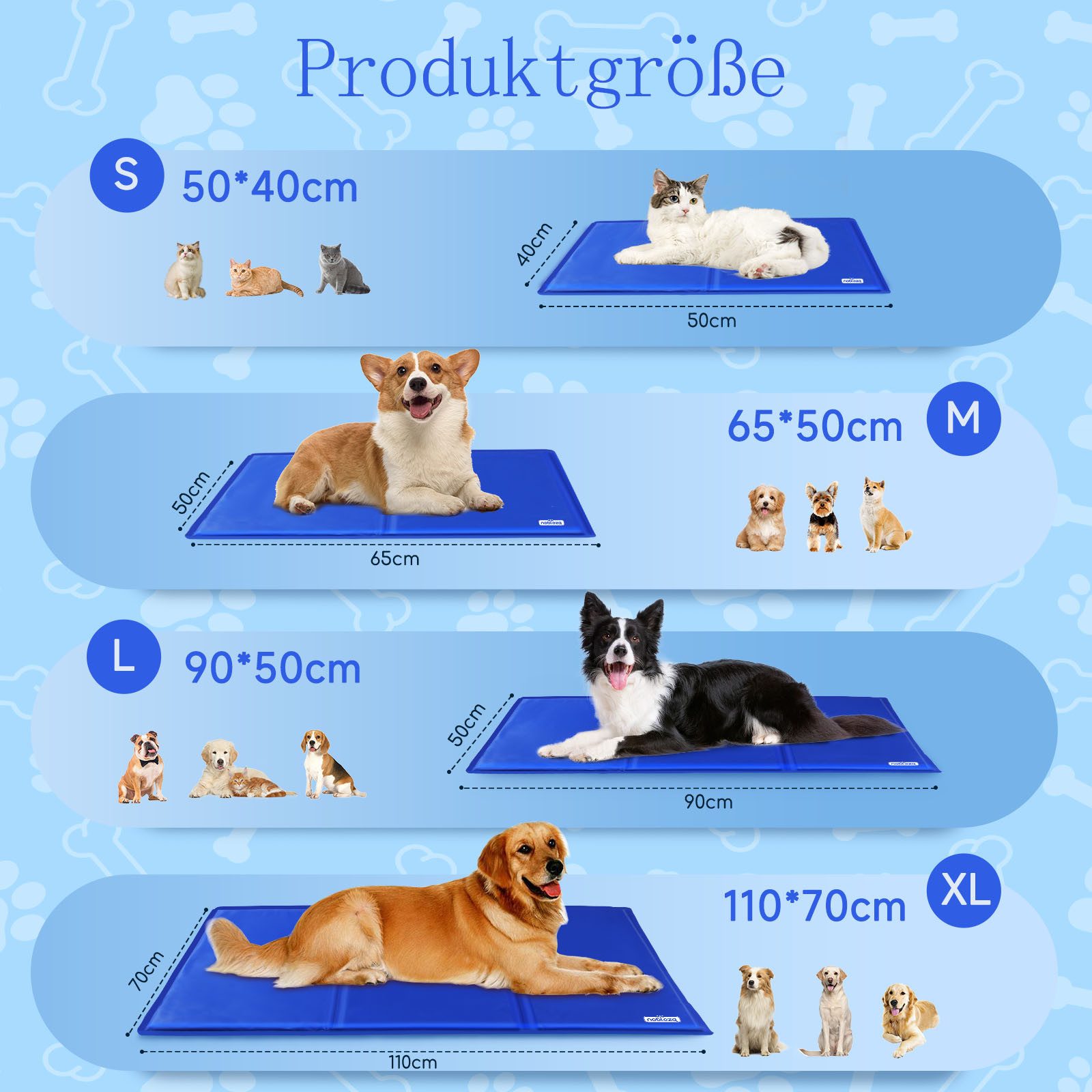 nobleza Hundematte Kühlmatte Hunde Selbstkühlend Welpe günstig online kaufen