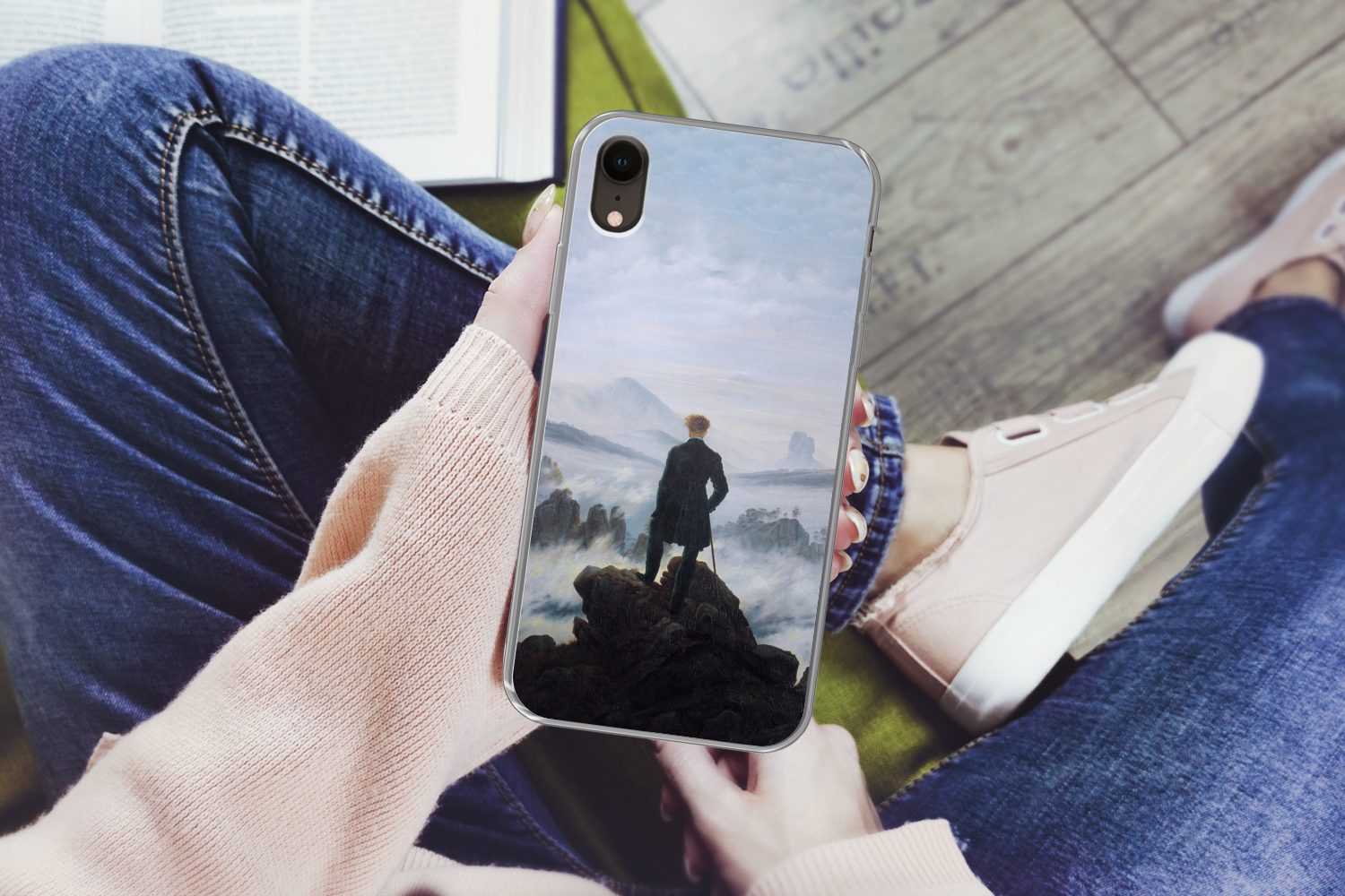 MuchoWow Handyhülle für Apple iPhone XR Der Wanderer über dem Nebelmeer - Caspar David Fri, Smartphone-Bumper, Print, Handy Schutzhülle Dünn