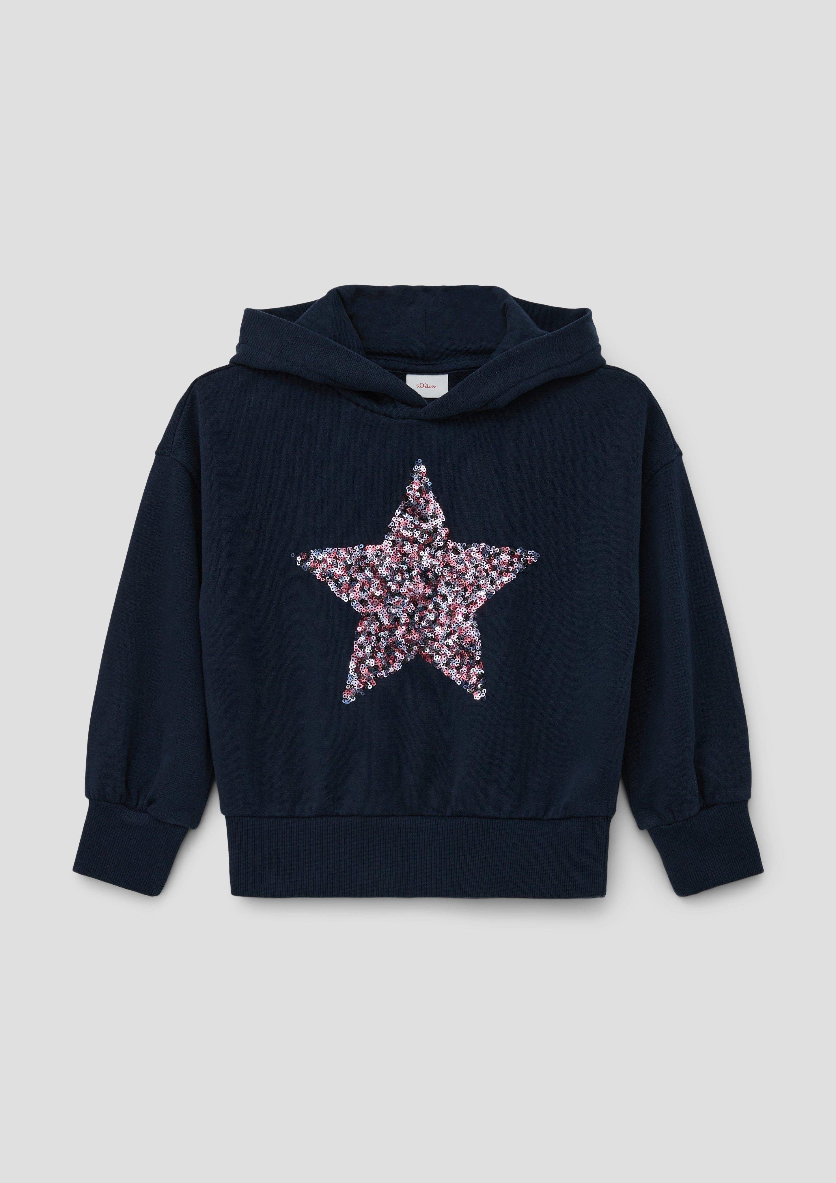 s.Oliver Sweatshirt Sweatshirt mit Pailletten-Stern Pailletten navy