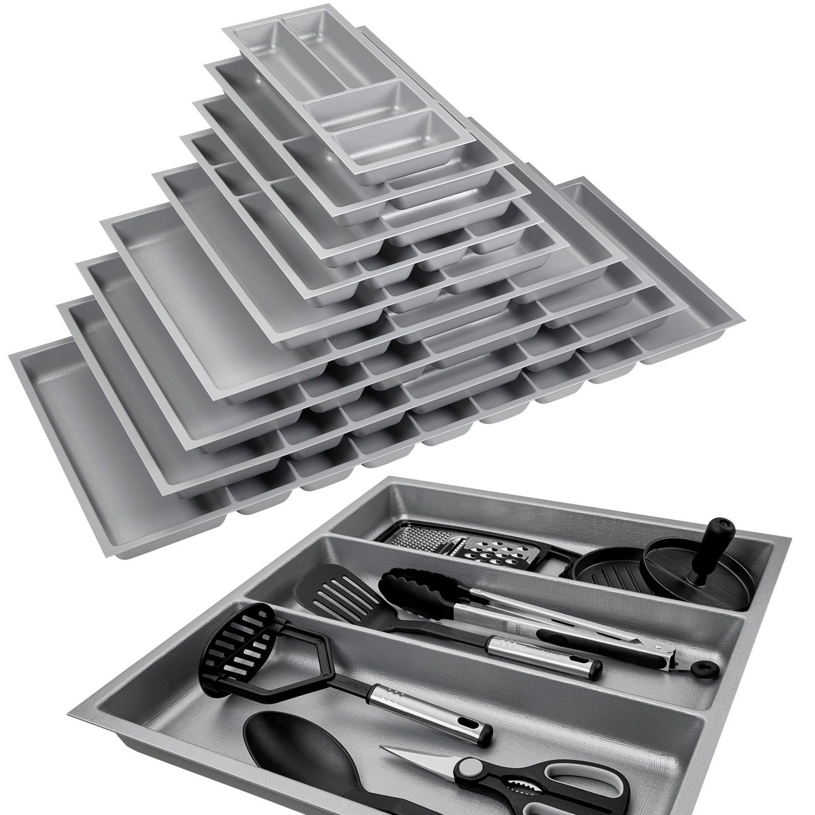 SO-TECH® Besteckeinsatz Orga-Box 2 silbergrau Canvas Leinwand Struktur für günstig online kaufen