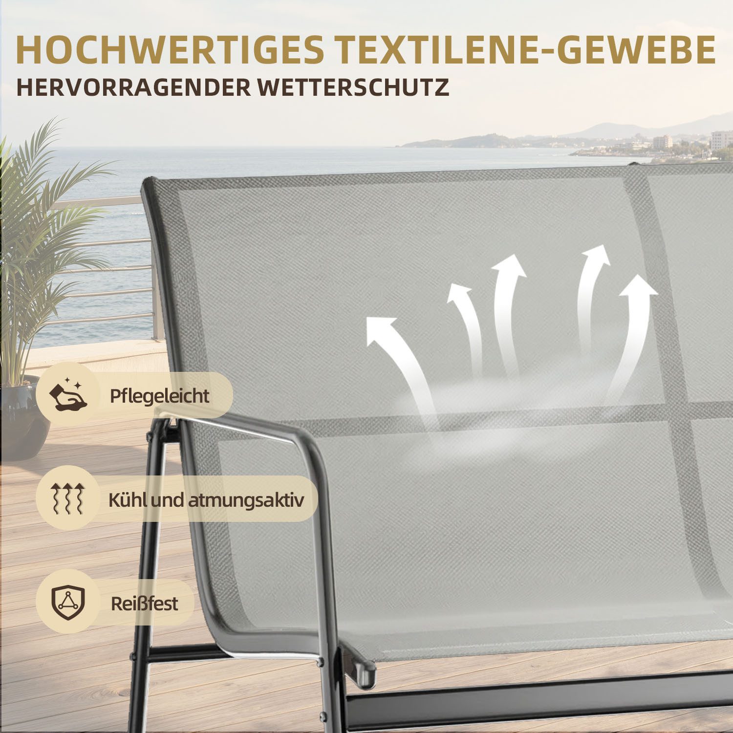 Gywowken Gartenlounge-Set (4-tlg), Sitzgruppe 4-teilig, Gartenmöbel-Set für den Außenbereich, (Set, 1 x Zweisitzer, 2 x Einzelsessel, 1 x Glastisch), inklusive 1 x Zweisitzer, 2 x Einzelsessel, 1 x Glastisch