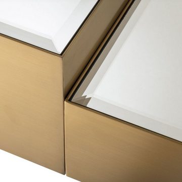 Casa Padrino Couchtisch Luxus Edelstahl Couchtisch Set mit Spiegelglas Tischplatten Messingfarben / Schwarz - Möbel - Luxus Möbel