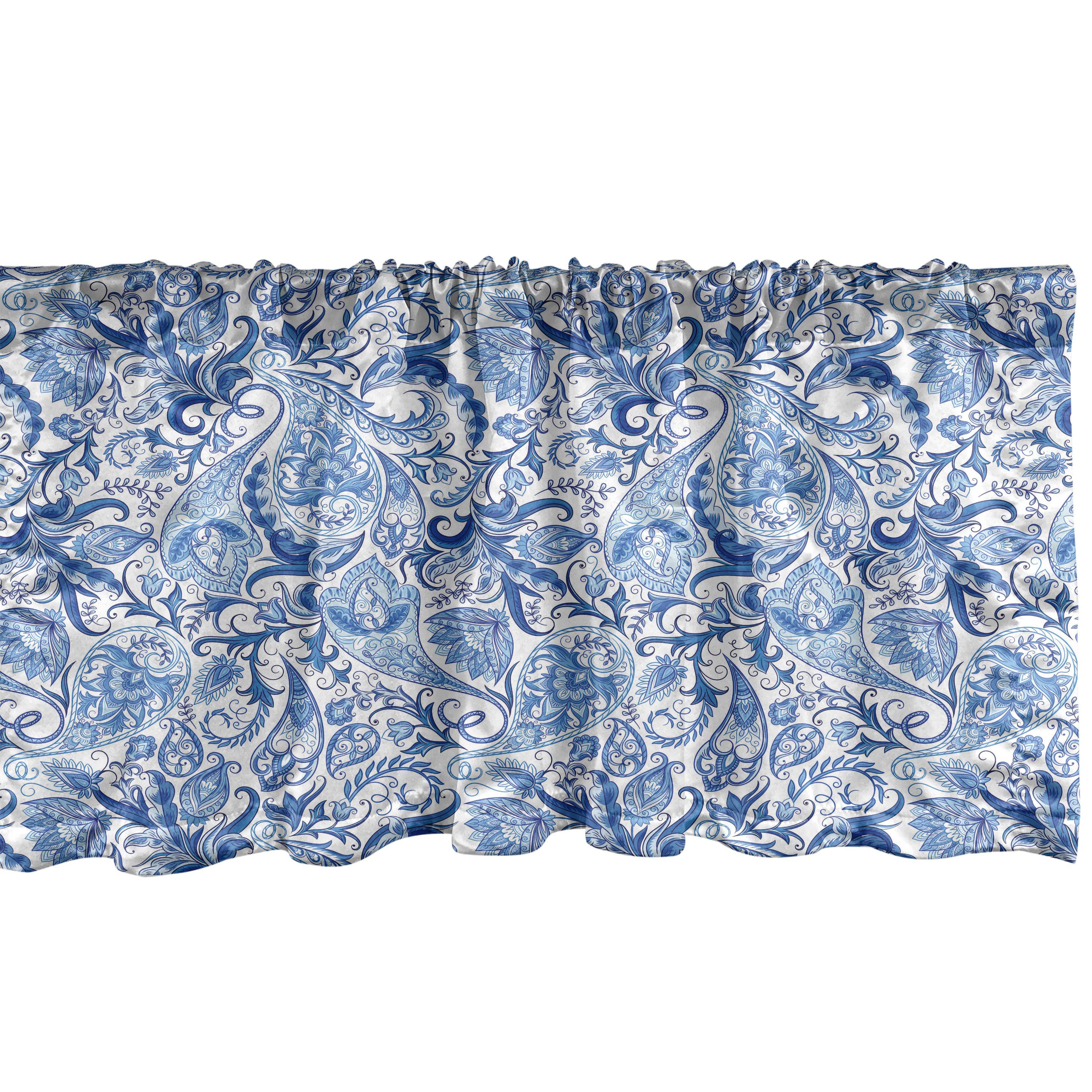Scheibengardine Vorhang Volant für Küche Schlafzimmer Dekor mit Stangentasche, Abakuhaus, Microfaser, Blau natürlichkeit