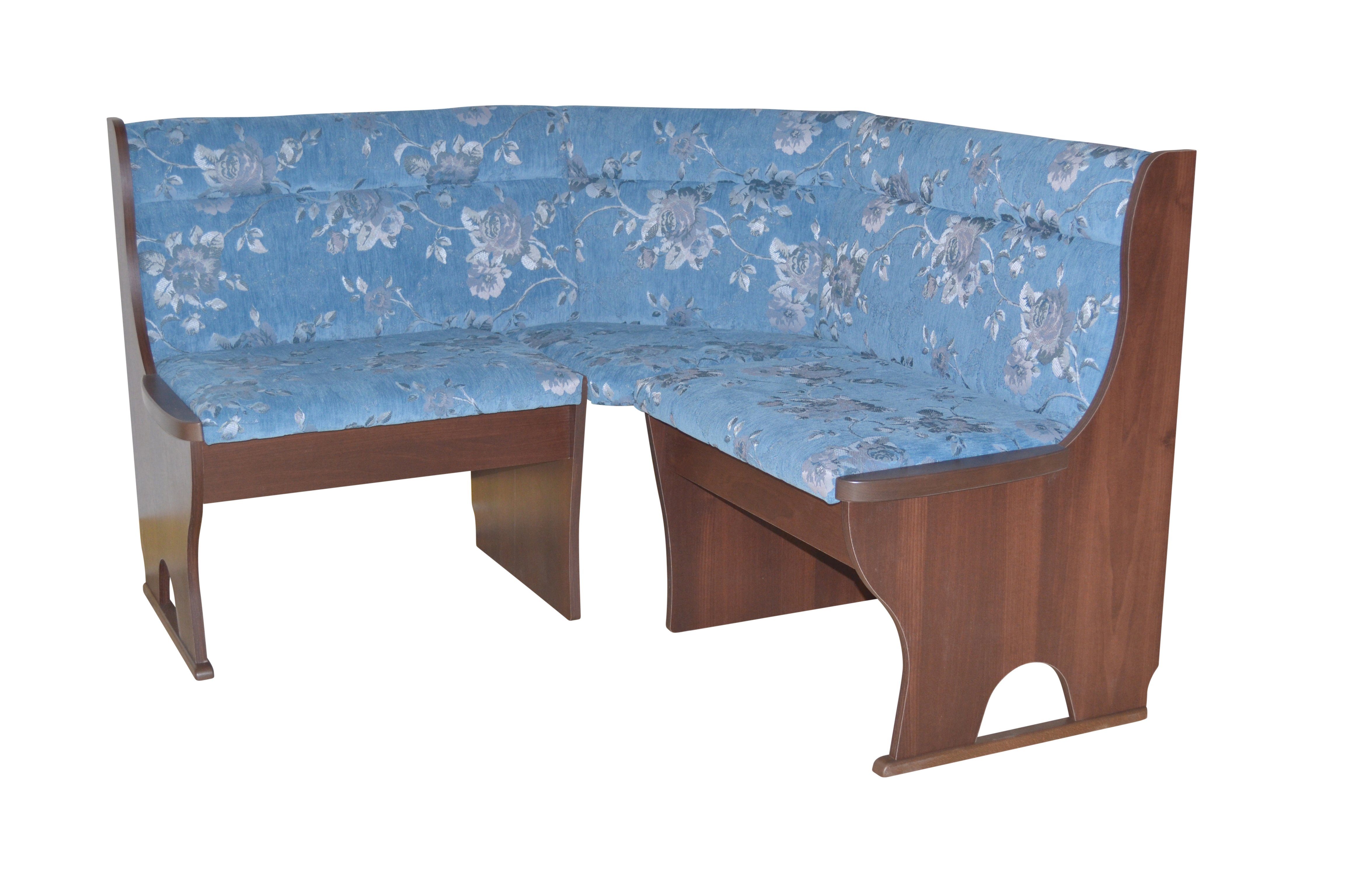 moebel-direkt-online Eckbank Anja cm) unter Sitzflächen, 125x125 Stellfläche Stauraumfunktion | den blau Nussbaum-Nachbildung (Mit