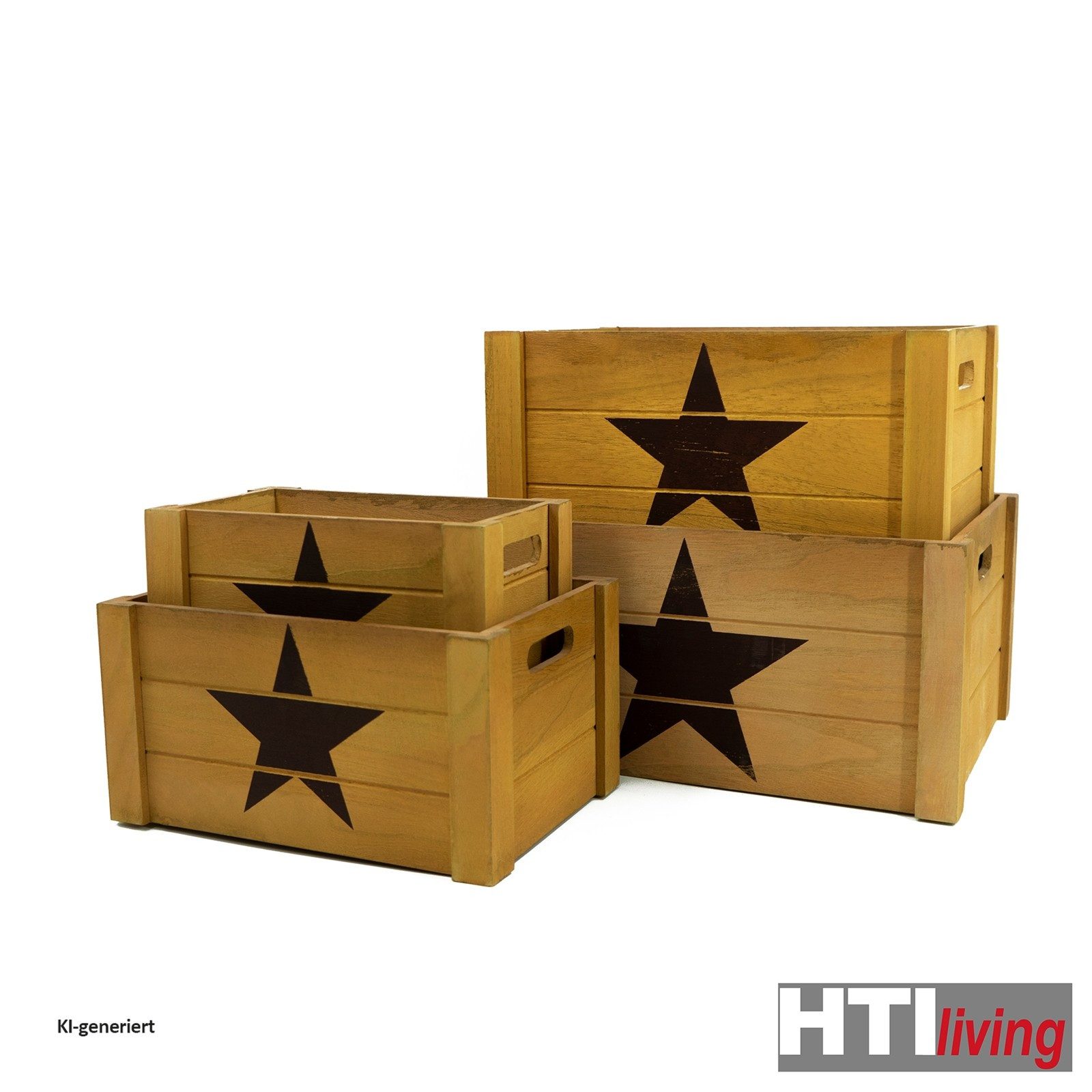 HTI-Living Aufbewahrungsbox Holzkisten-Set 4 Größen (4 St., 4 Holzkisten)