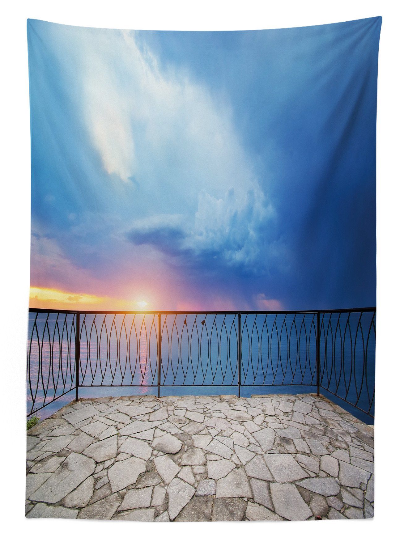 geeignet Balkon Klare Für Bereich Außen Farbfest Aussicht Waschbar Tischdecke Farben, den Landschaft Abakuhaus Seestück