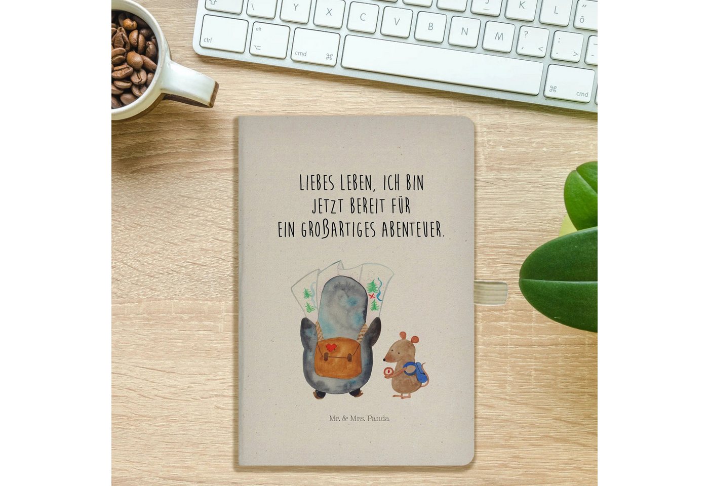 Thumbnail - Mr. & Mrs. Panda Notizbuch Pinguin & Maus Wanderer - Transparent - Geschenk, Wanderlust, Notizbu Mr. & Mrs. Panda, Kreat...