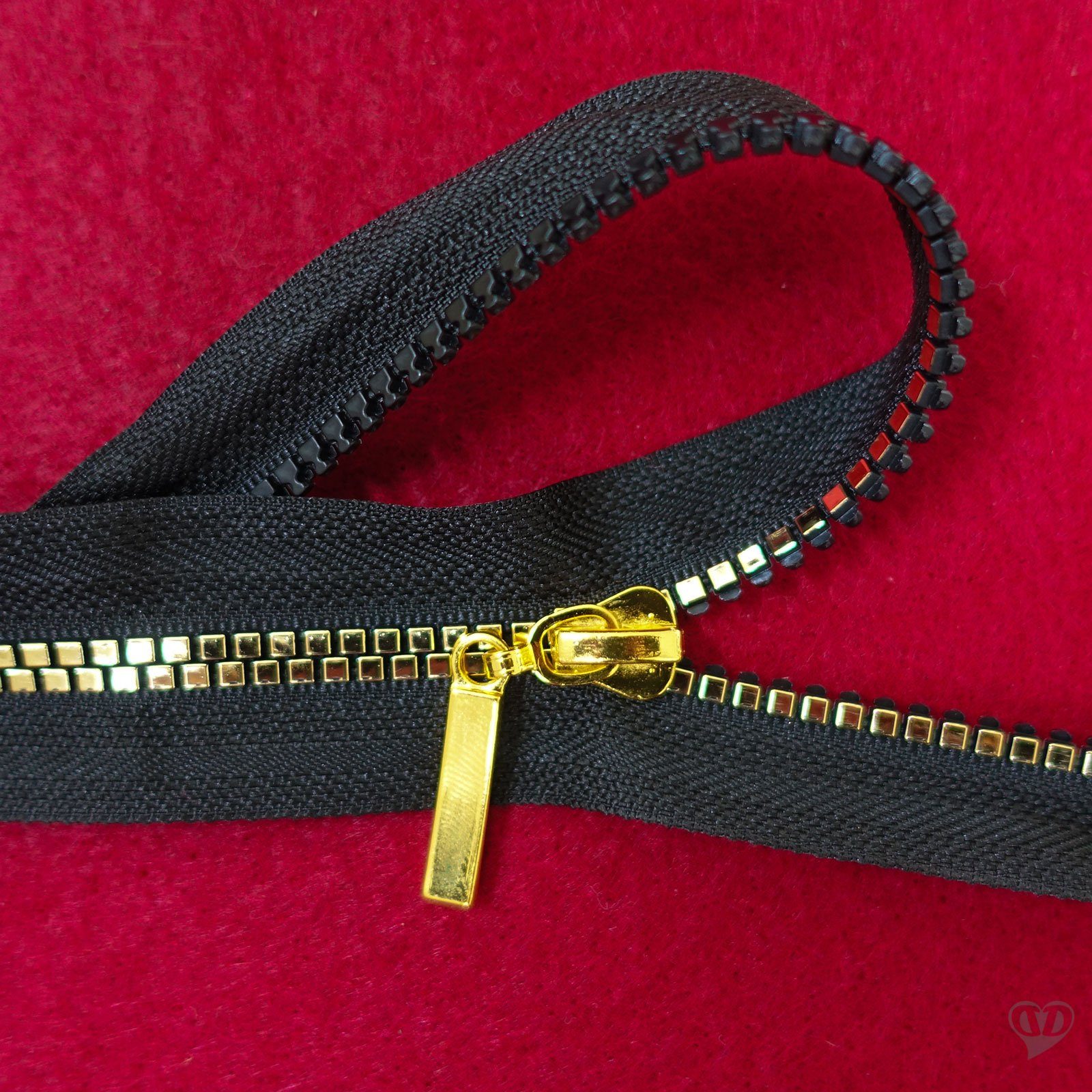 maDDma Reißverschluss 1 Profil-Reißverschluss 5mm Nonlock teilbar Würfel-Design, schwarz gold50cm – Bild 4 von 5