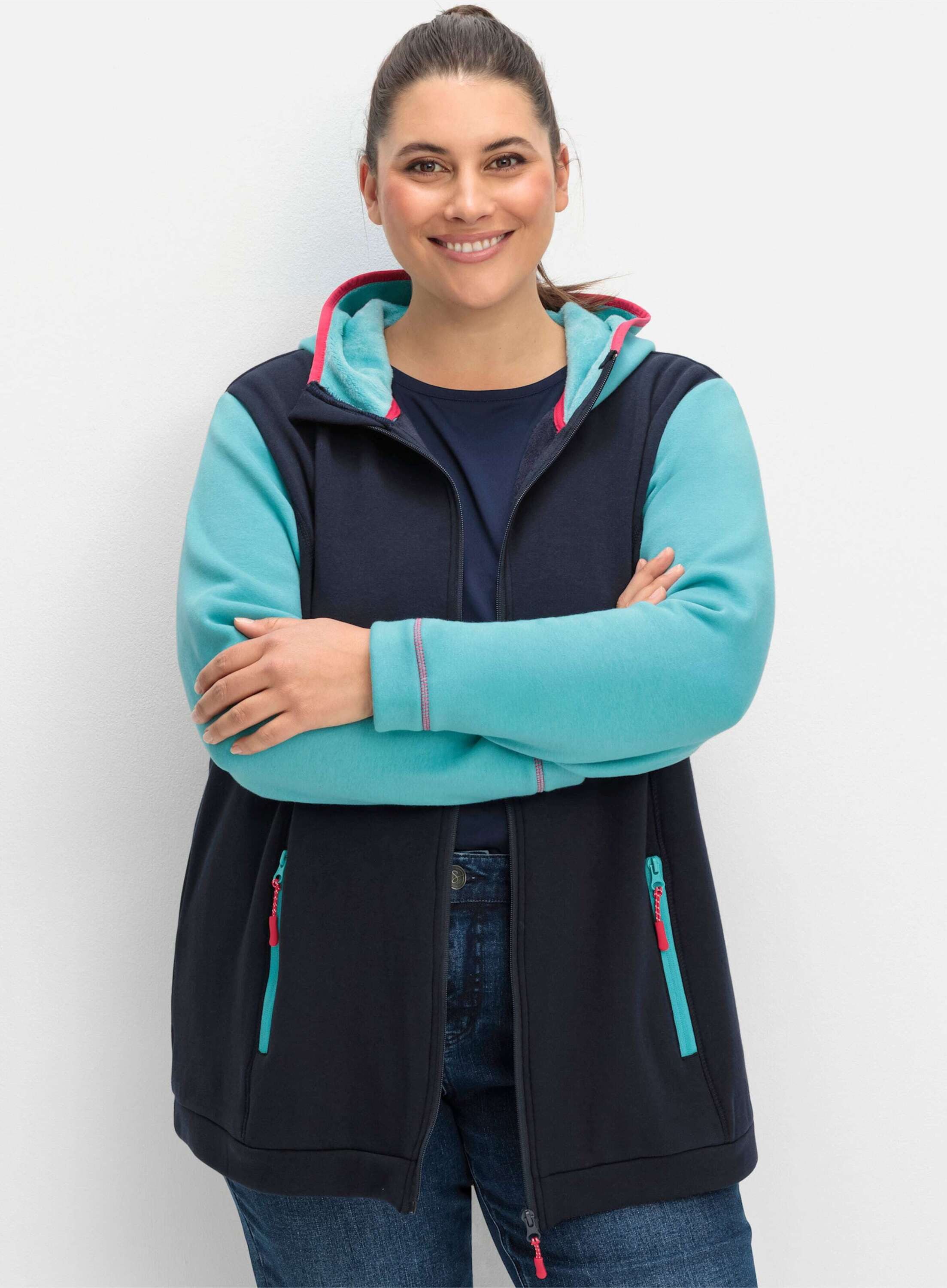 Sheego Trainingsjacke Fleecejacke Langarm günstig online kaufen